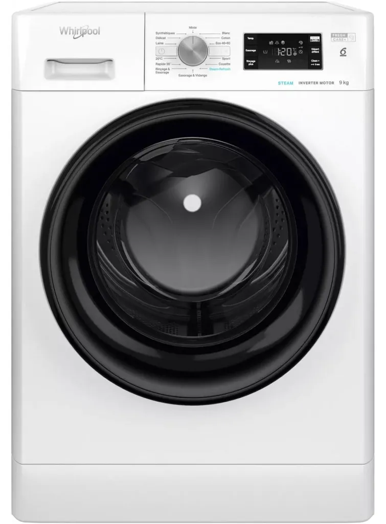 Lave-linge Whirlpool 9kg 1200t - Moteur Direct Drive Silence 78dB