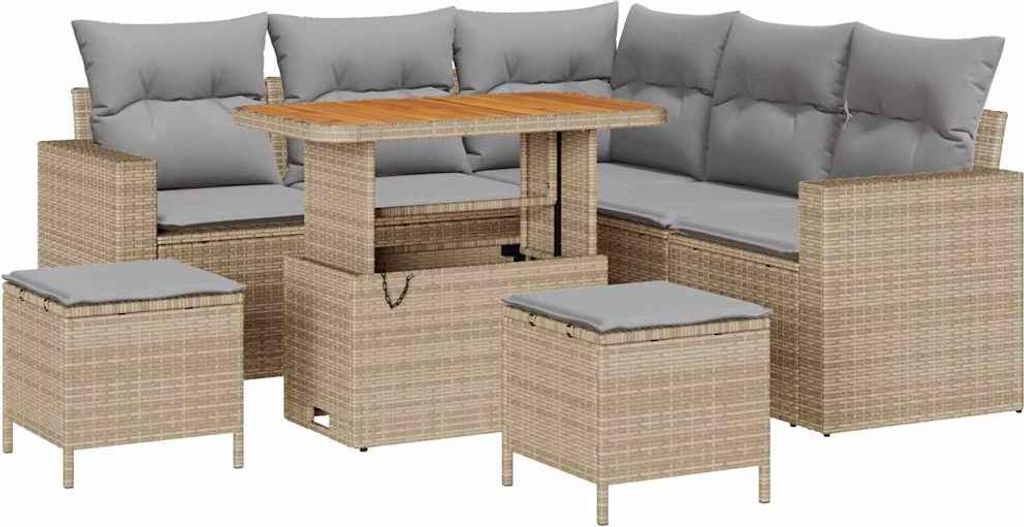 vidaXL Gartensofa-set 8 pcs Beige Poly-Rattan