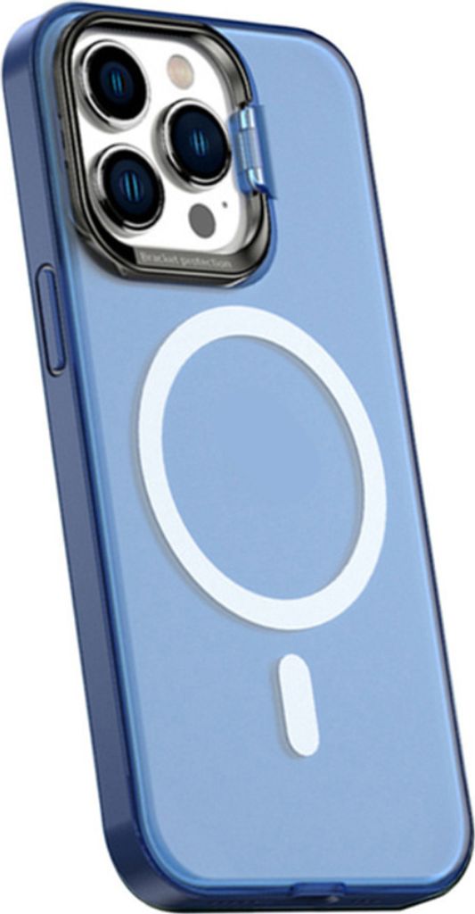 Metall Lens Stand Matt Handy-Gehäuse für Mag Wireless Magnet Aufladen Back Cover Blau iPhone14 Pro