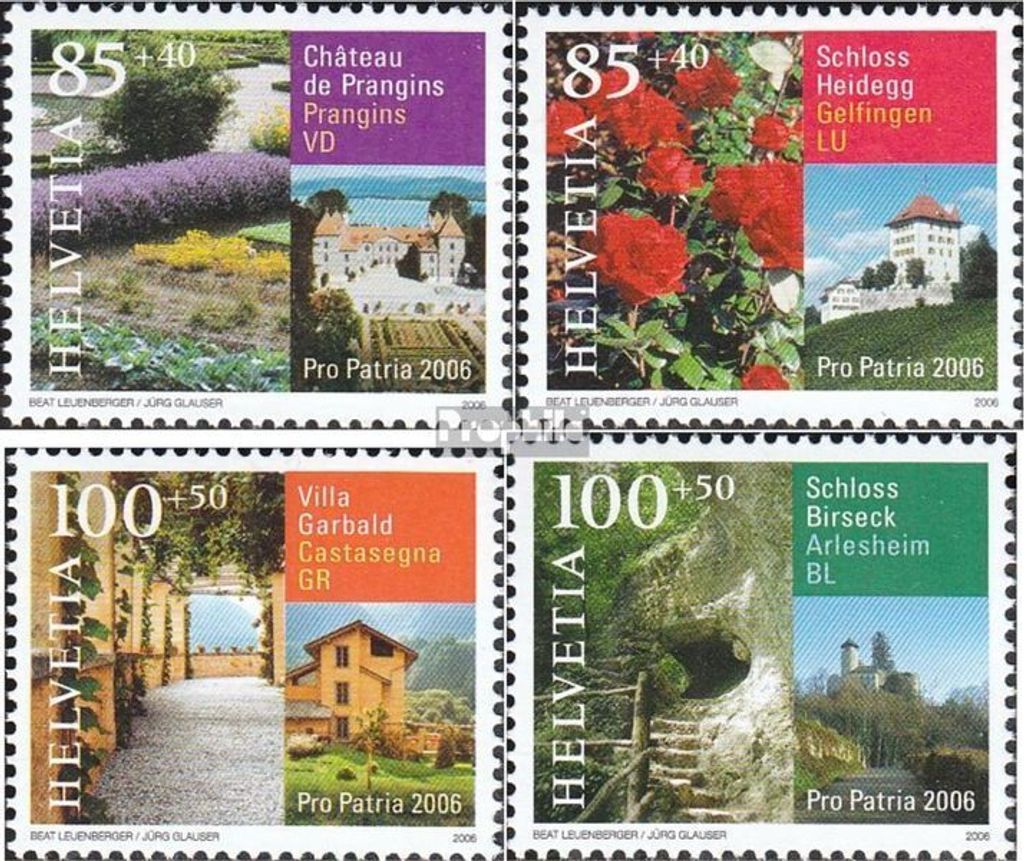Briefmarken Schweiz 2006 Mi 1961-1964 (kompl.Ausg.) postfrisch Historische Gärten und Parkanlagen