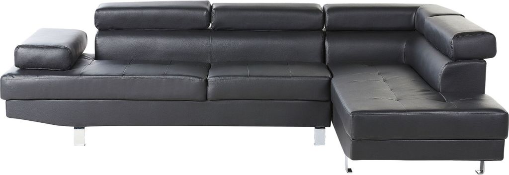 BELIANI 5-Sitzer Ecksofa Schwarz Kunstleder L-Förmig mit Produktbild 
