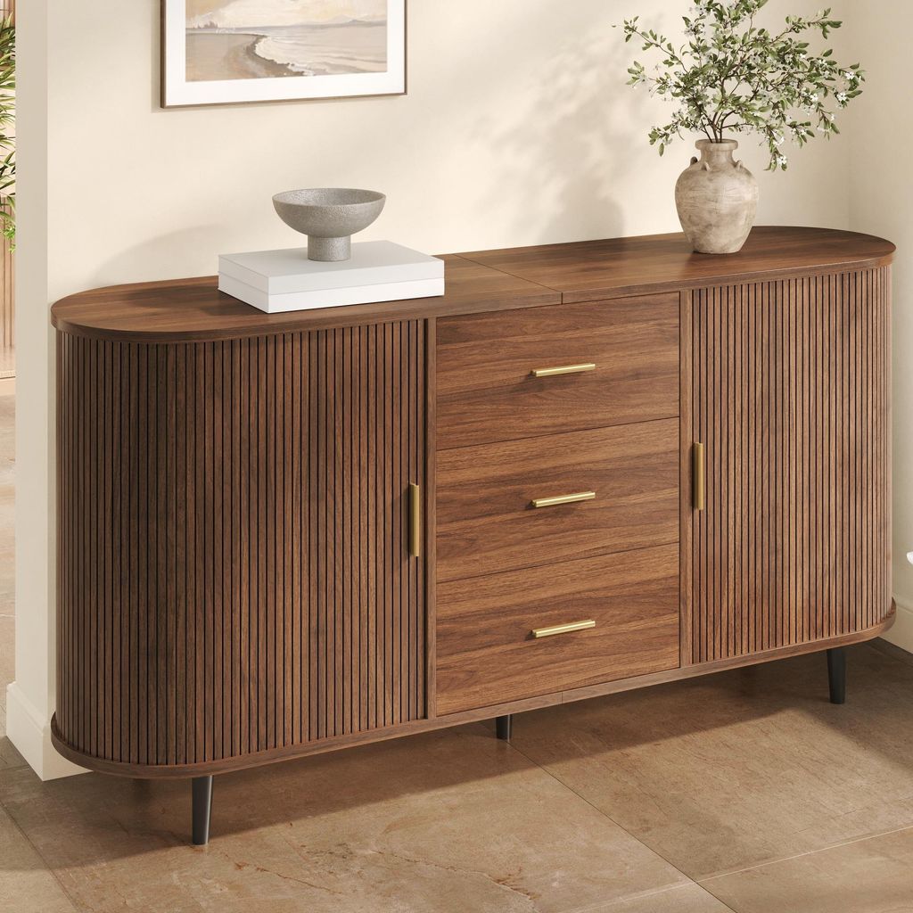 Merax dressoir met 3 lades en schuifdeuren, commode gemaakt Productafbeelding 