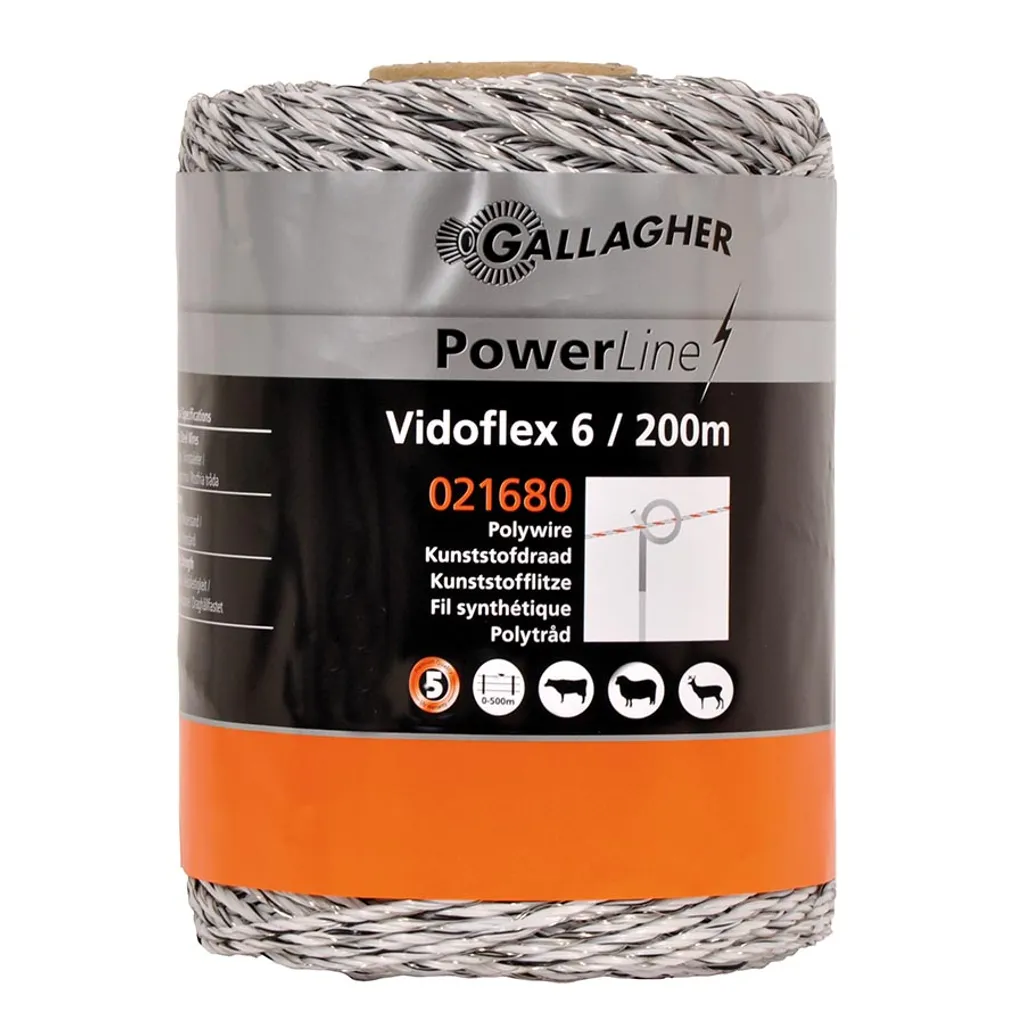 Vidoflex 6 Gallagher PowerLine 200m | Filo Recinto Bianco Alta Resa