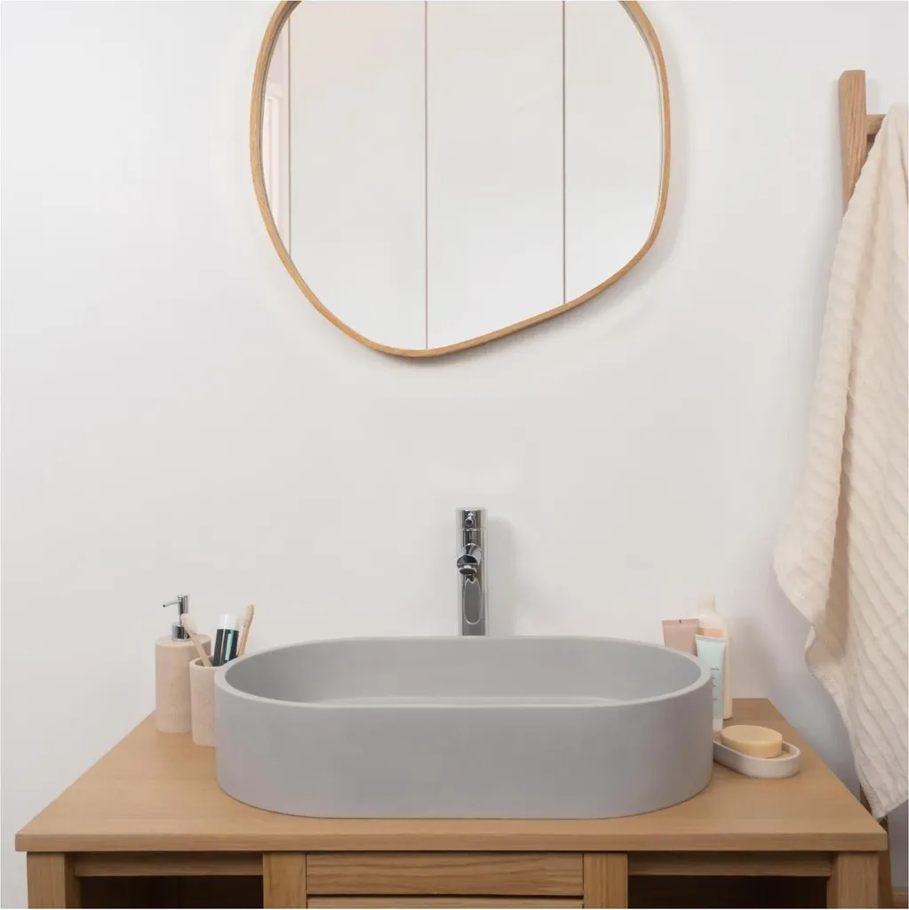 Grande vasque à poser ovale en béton 60 cm - Évier de salle de bain