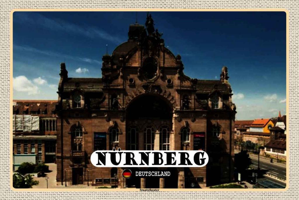 vianmo Holzschild 20x30 cm Nürnberg Staatstheater Gebäude Bildmotiv Reisemotiv Abenteuer Reisen