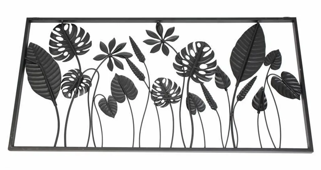 Décoration murale métal Feuilles - Tableau 3D design industriel 90 cm - 3