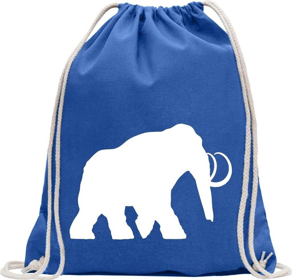 Kiwistar - Turnbeutel - royal - Mammut Rüsseltiere Elefant - Fun Rucksack Sport Beutel Gymsack Baumwolle mit Ziehgurt
