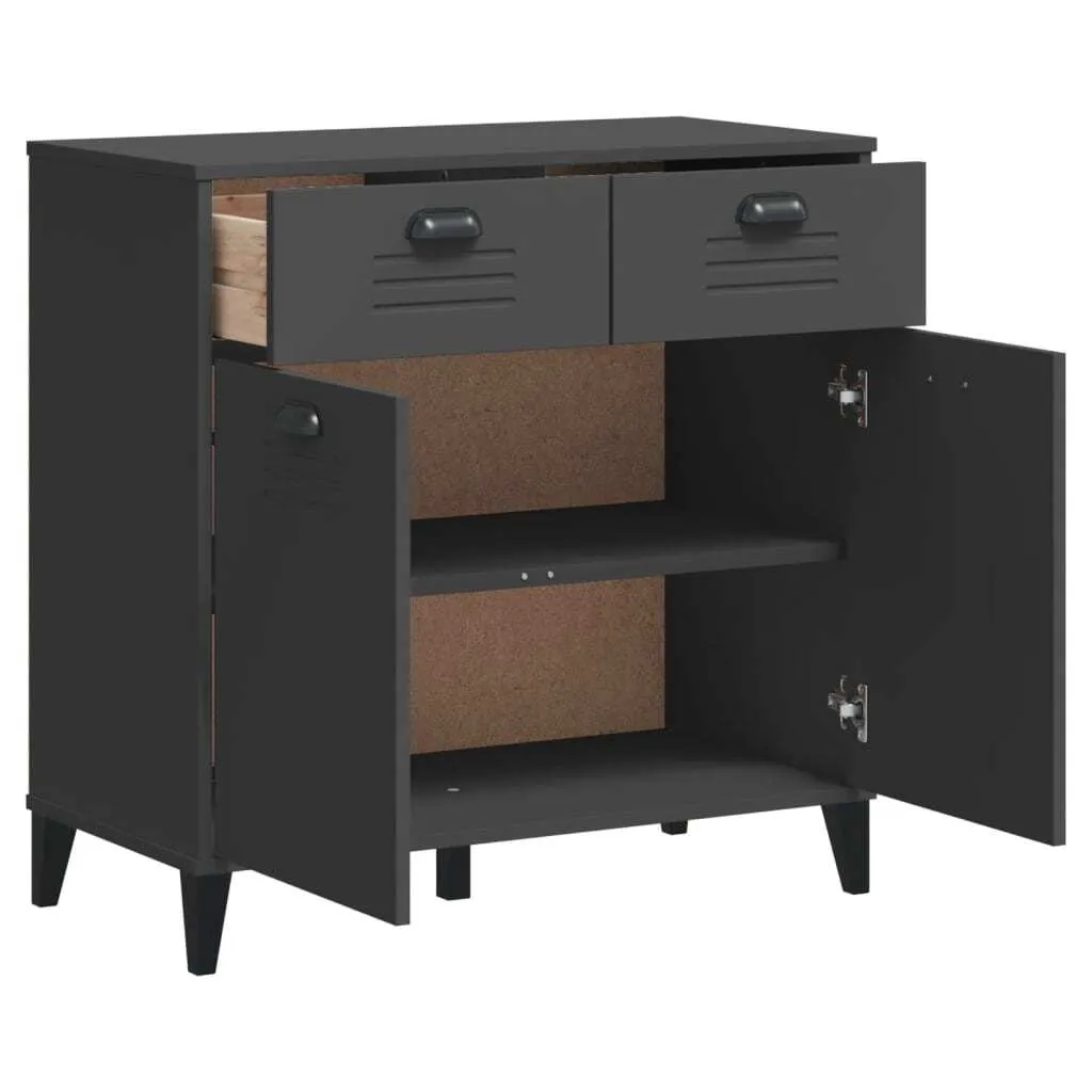 Buffet de Rangement Anthracite VIKEN 80 cm Meuble Bas en Bois Composite - 5