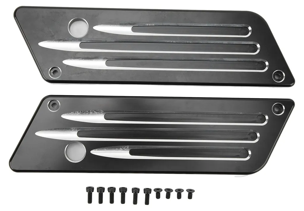 Caches charnières de sacoches en aluminium noir pour Touring 1993-2013