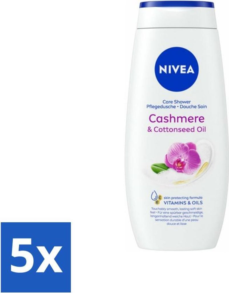 NIVEA Duschcreme Kaschmir & Baumwollsamenöl 250 ml - Vorteilspack - 5 Stücke