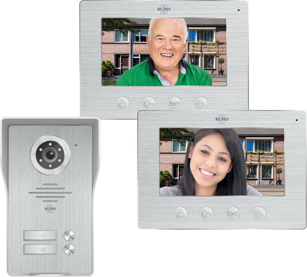ELRO DV4000-2 Video-Türsprechanlage Kit 2 Wohnungen 1080P Full HD Kamera mit Nachtsicht 4-Draht Kabel 16 Klingeltöne
