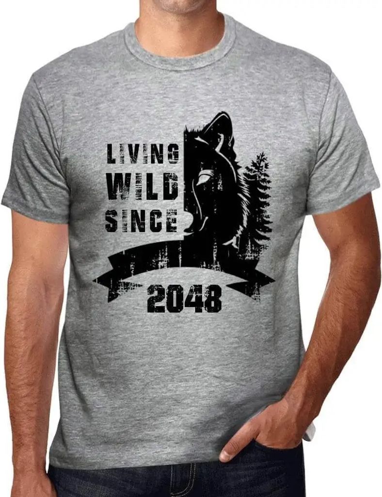 Herren Grafik T-Shirt Wildes Leben seit 2048 – Living Wild Since 2048 – Öko-Verantwortlich Vintage Jahrgang Kurzarm Lustige Druck Geburtstag G...
