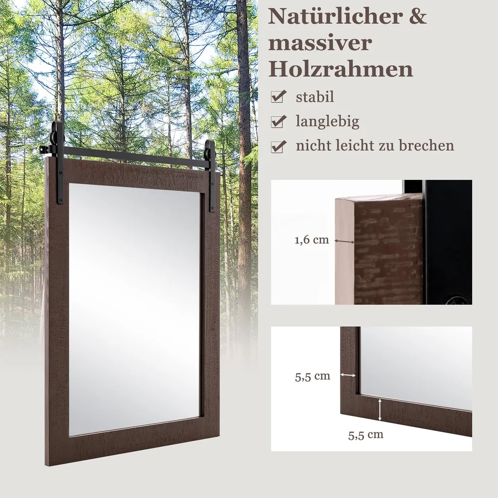 Miroir mural robuste bois 76,5x56 cm : Solution incassable et durable - 3