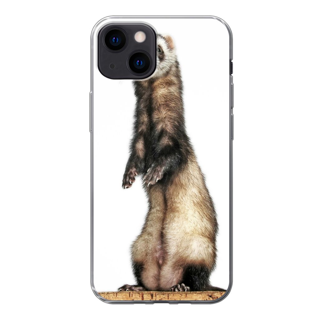 MuchoWow Handyhülle Schutzhülle Hülle für iPhone 13 Frettchen - Tiere - Fell Silikon Softcase Handy Hülle - Karteninhaber