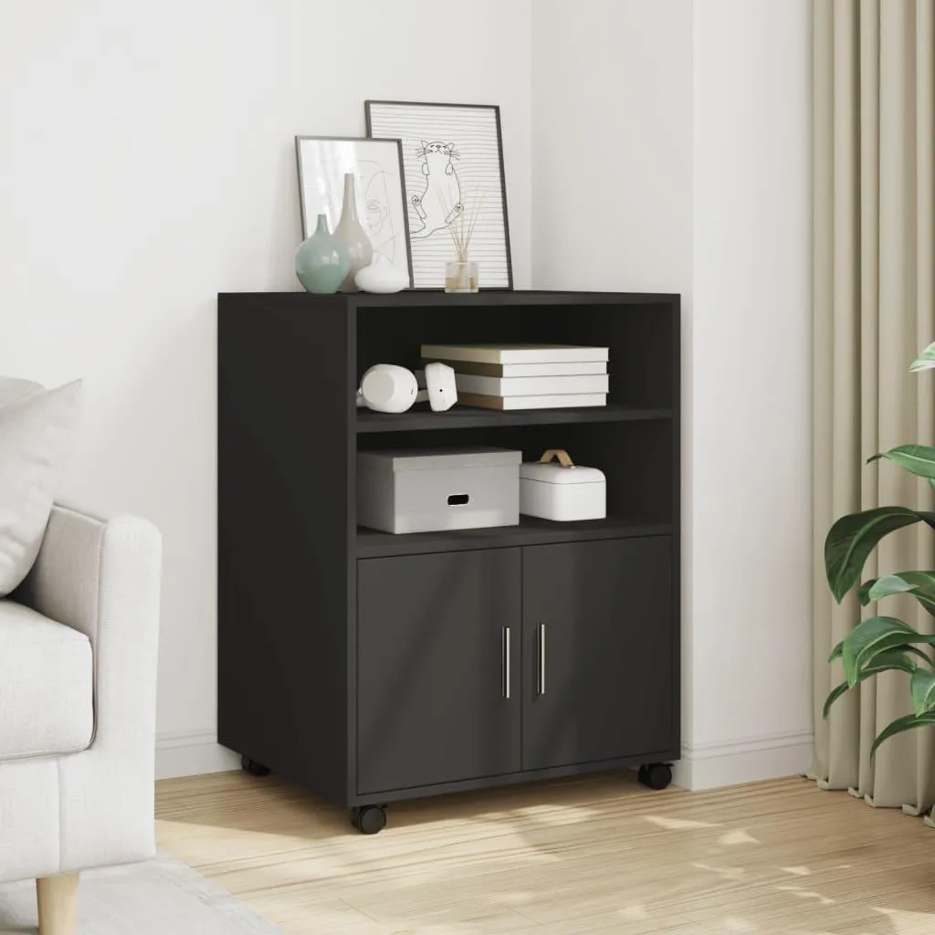 vidaXL Mobiletto con Ruote Nero 60x48x81 cm - Archiviazione Smart Ufficio - 2