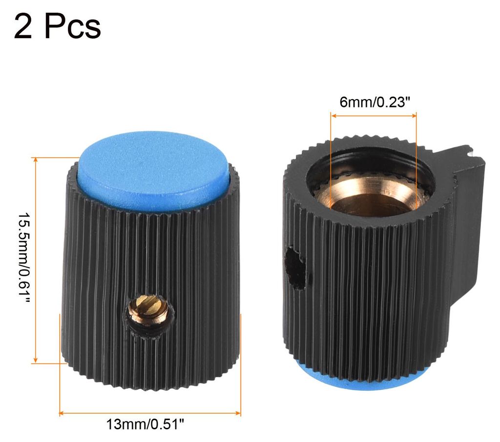 2 Stš¹ck Potentiometer Kn?pfe 13x15.5mm, Bakelit Gitarrenkn?pfe 6mm Drehknopf mit Madenschraube fš¹r Gitarre Bass, Schwarz-Blau