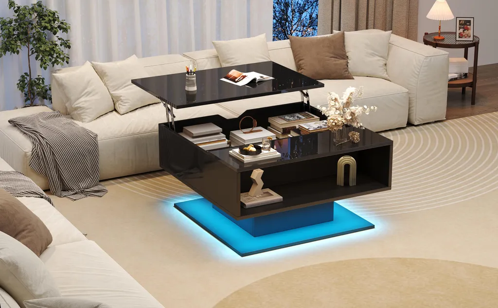 Table basse hydraulique ergonomique avec espaces de rangement ouverts - 19