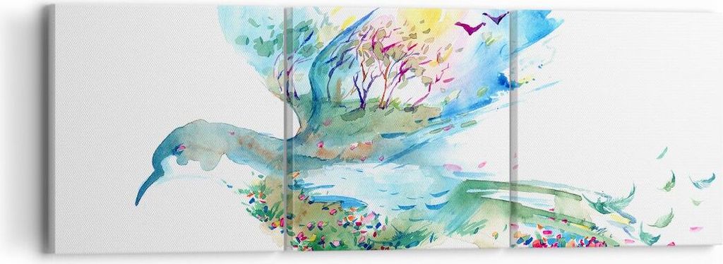 Bild auf Leinwand - Leinwandbild - Abstraktion Vogel Natur Bewegung - 90x30cm - Wand Bild - Wanddeko - Leinwanddruck - Bilder - Kunstdruck - Wandde...