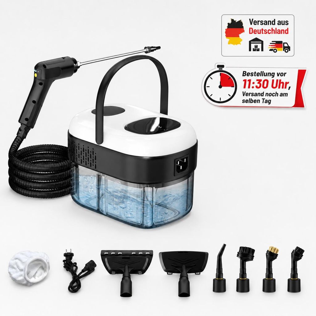 Hochdruck-Handdampfreiniger 1,1 l, 15 Sek. Aufheizzeit, mit Produktbild  KI-generiertes Bild