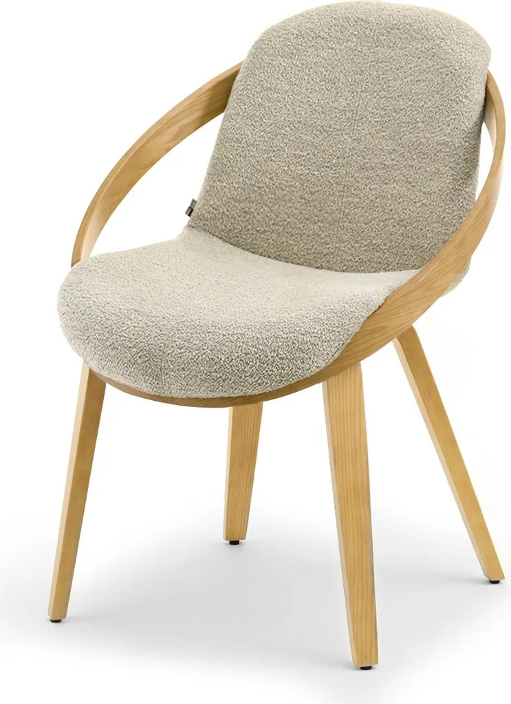 Sedia da Pranzo Design HODA Rovere e Beige - Qualità Artigianale Vera