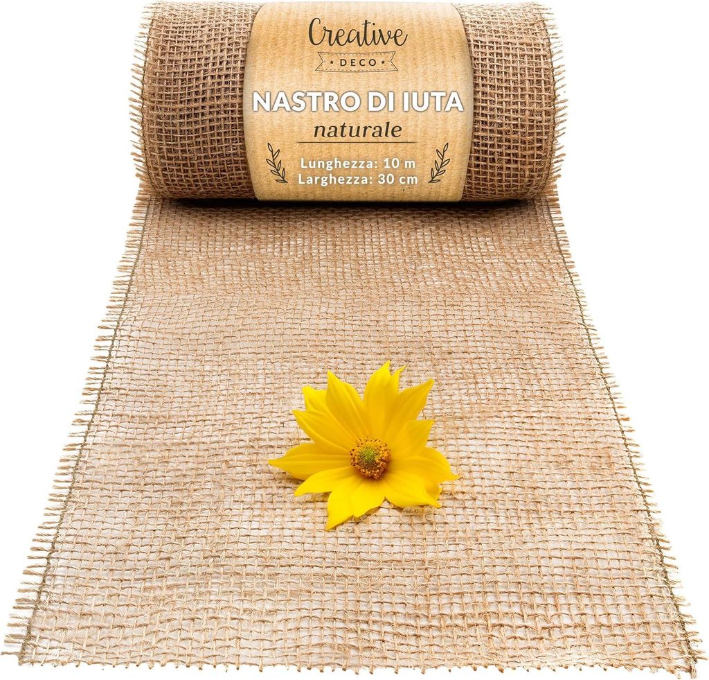 Creative Deco Nastro Juta | 30cmx10m Rotolo | Tessuto Immagine del prodotto 