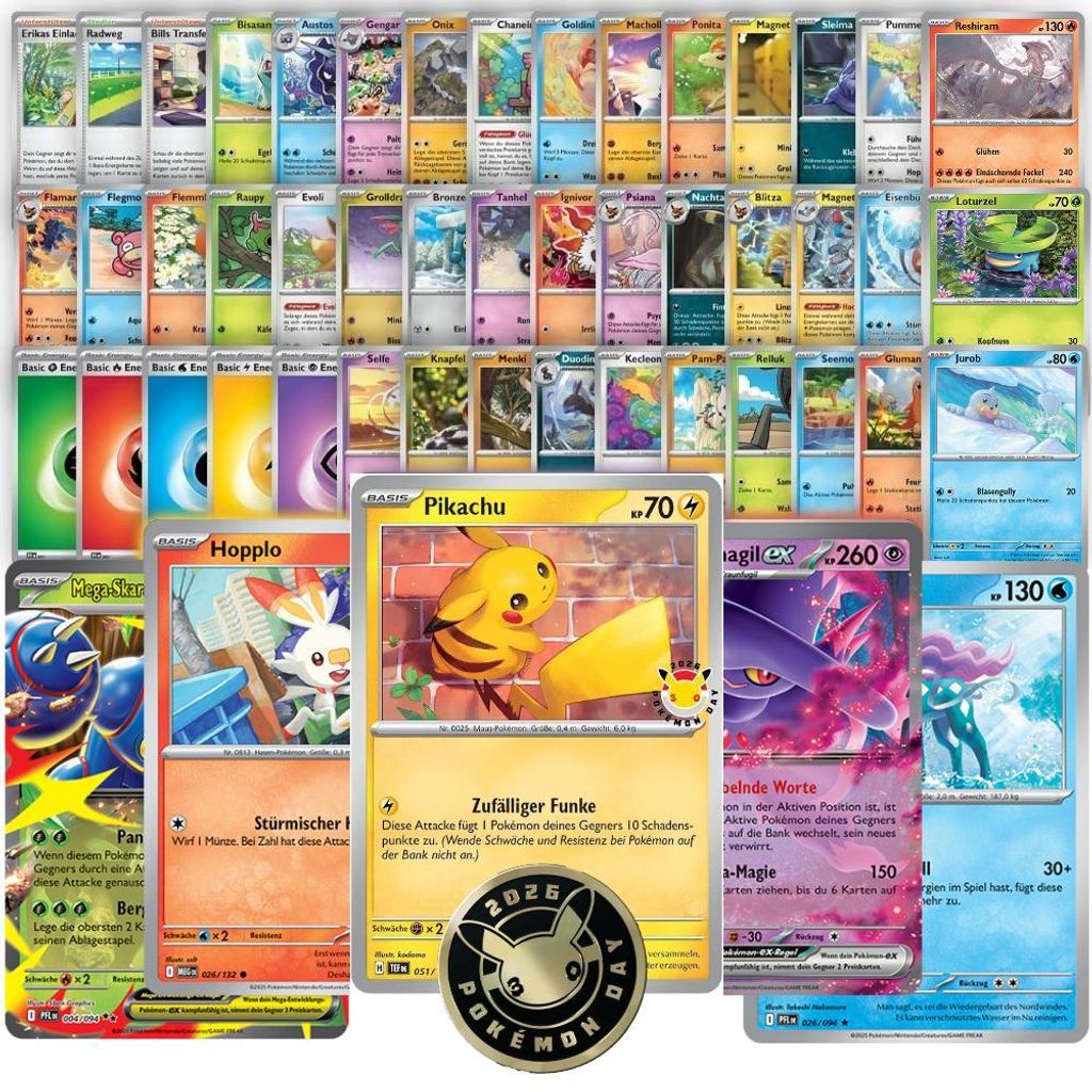 50 Pokemon Karten Deutsch - Originale Pokemon Sammelkarten Produktbild 