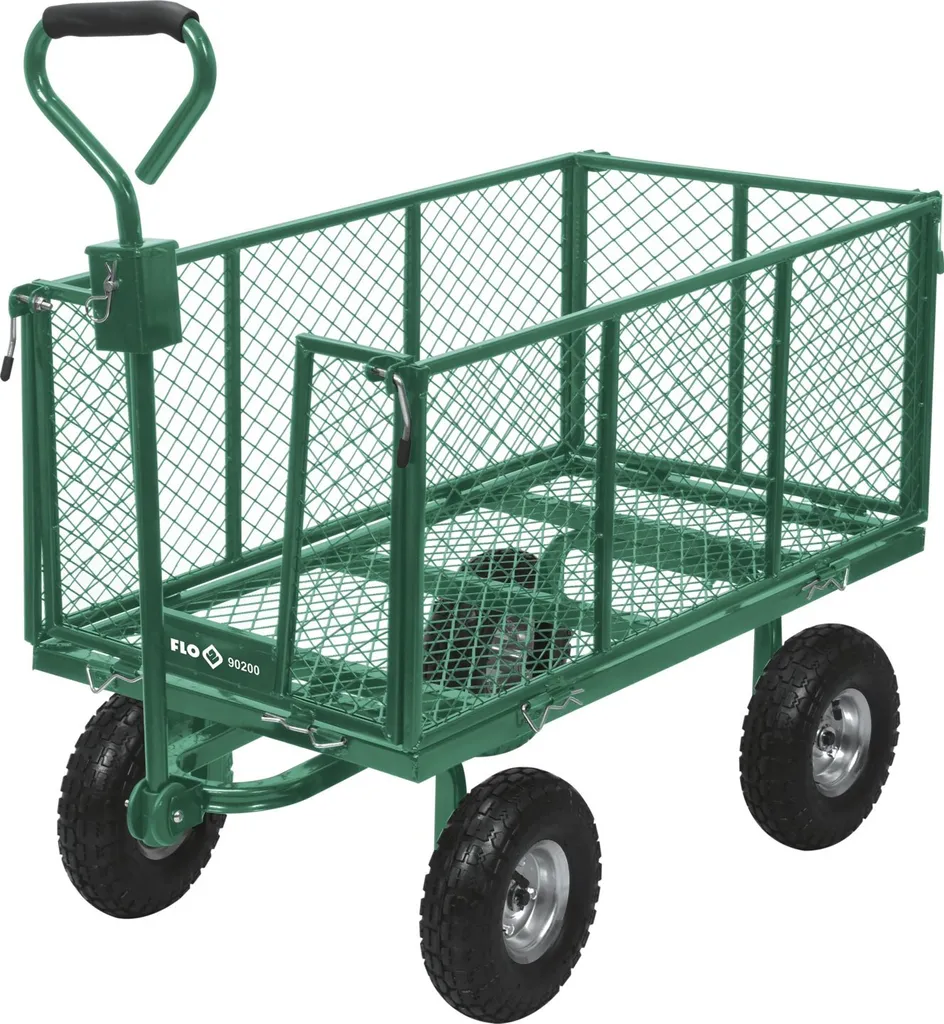 Chariot de transport à ridelles amovibles charge 300 kg pour le jardinage