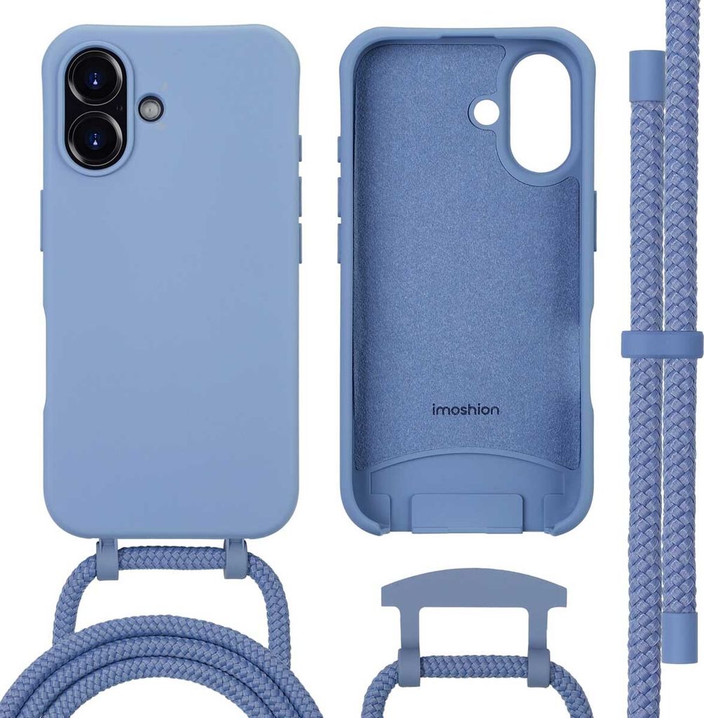 imoshion Color Backcover mit abnehmbarem Handykette und MagSafe iPhone 16 - Ash Blue