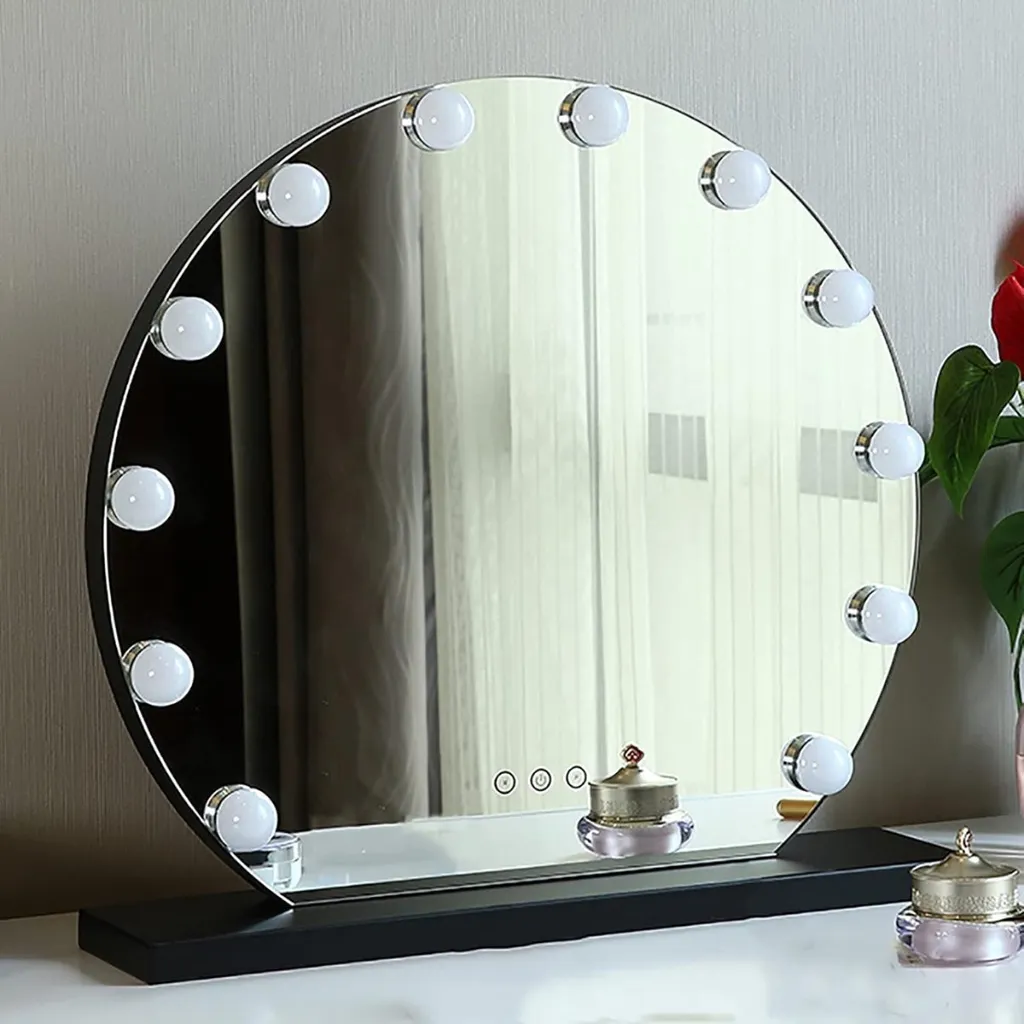 Miroir de Table Hollywood Noir 60 cm - Éclairage Maquillage de Studio - 6
