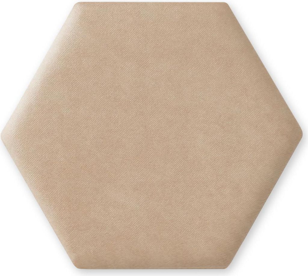 TAPHICEROS Hex Wandpaneel Polsterpaneel, 30x26 cm, ALOVA 53, Cremig, Wandkissen Hexagon Wandpolster Kopfteil für Bett Gepolstert Polsterplatte