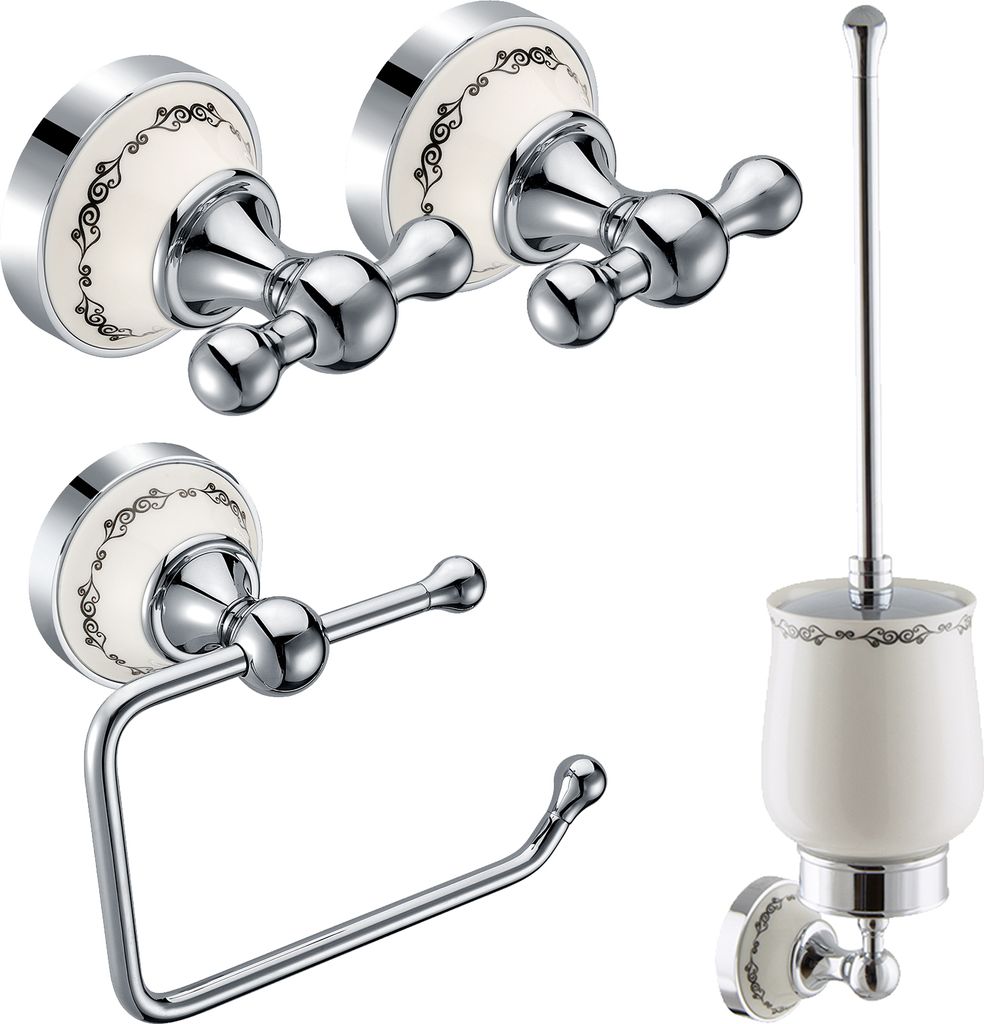 PaulGurkes Bad-Accessoires Set Nostalgie Retro Haken WC-Bürste WC-Papierhalter