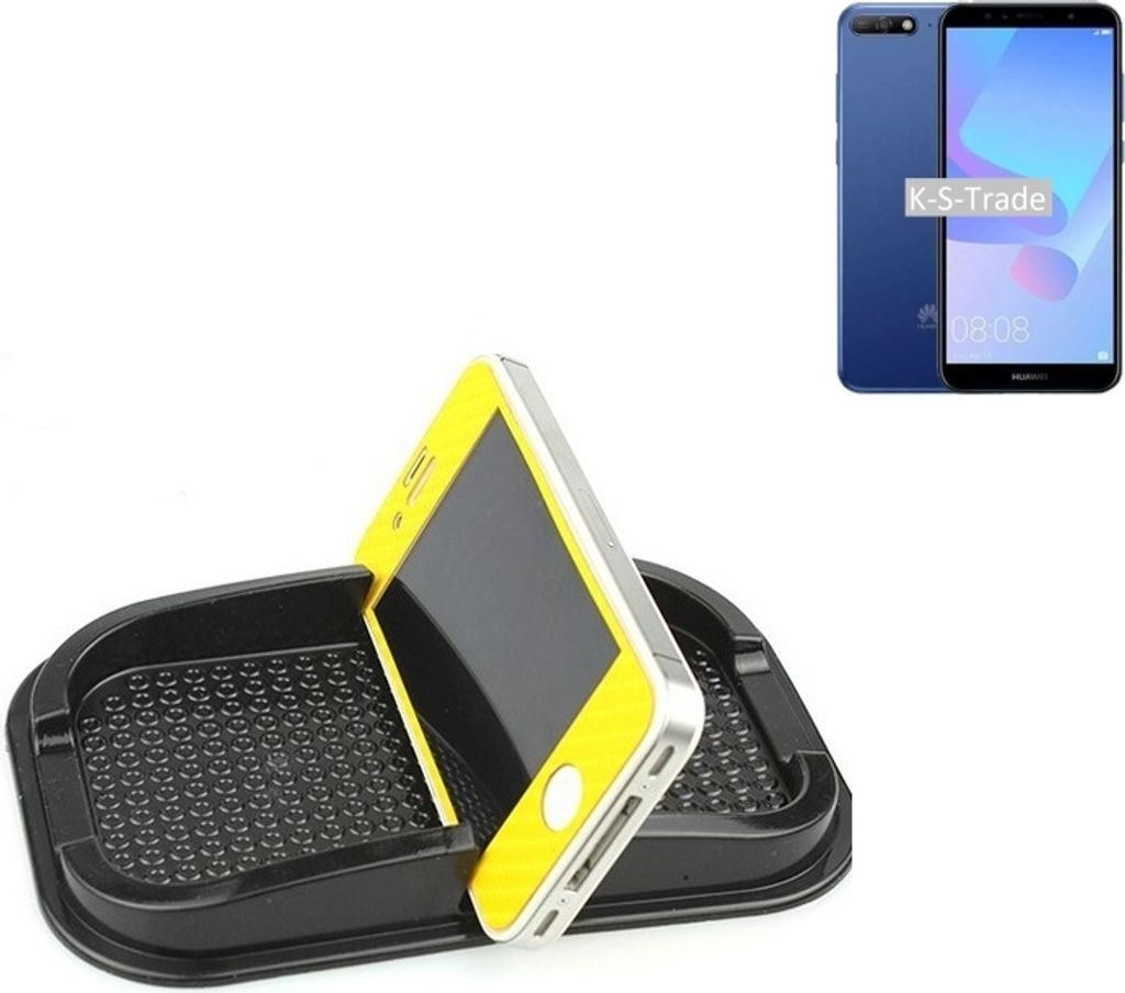 K-S-Trade Auto Anti Rutsch Matte Smartphone-Halter kompatibel mit Huawei Y6 (2018) Dual-SIM Haft Pad Armaturenbrett Handy-Halterung Silikon