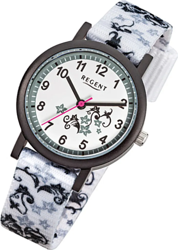 Montre Regent enfant avec bracelet textile blanc lavable et mouvement quartz