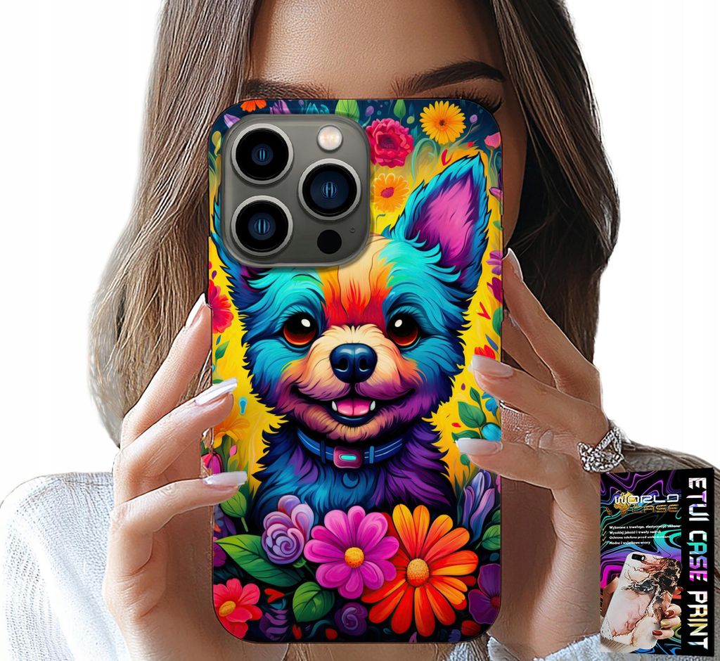 Fall Für Iphone 15 Pro - Florale Muster Hund Hund York Zurück