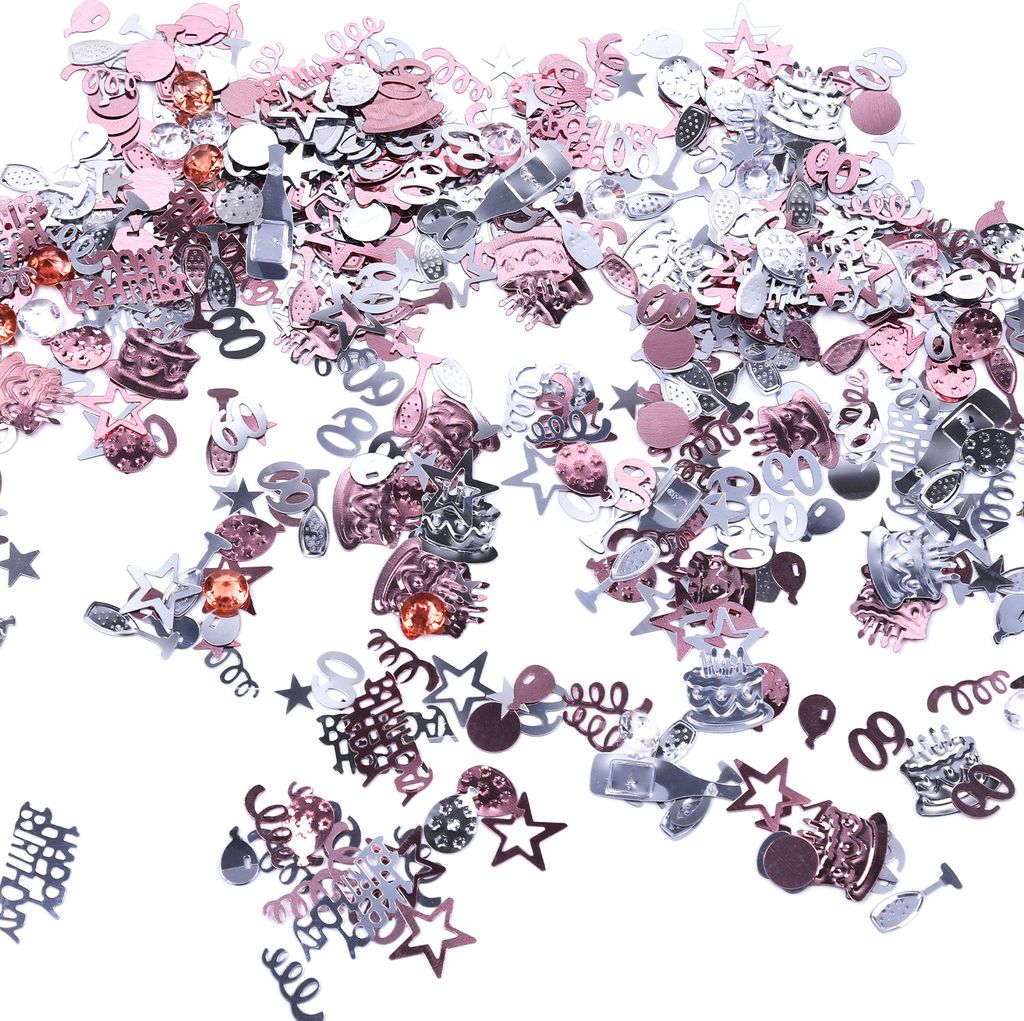 Oblique Unique Konfetti 60. Geburtstag Jubiläum Zahl 60 Happy Birthday Mix als Tisch Deko Streudeko - rosé silber