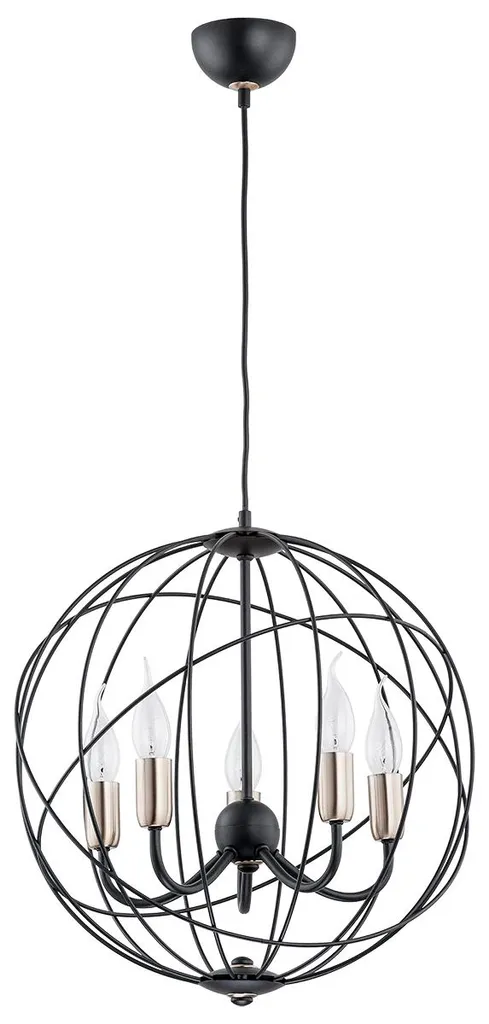Suspension NOSFERATU noir et laiton Alfa 5xE14 90x43cm métal élégant