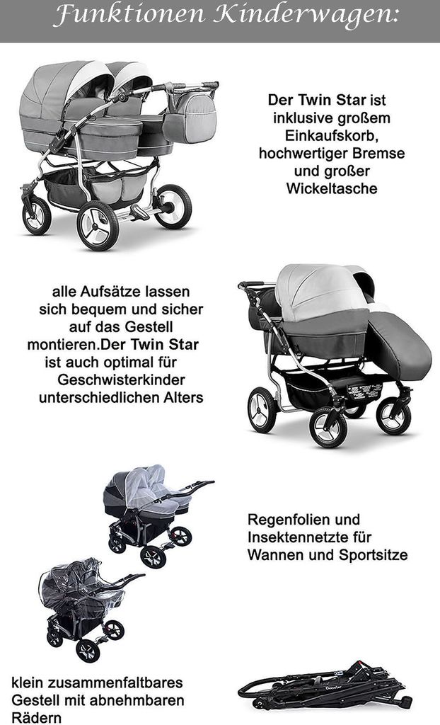 Zwillingskinderwagen Kinderwagen store braun 2 in 1 "NEU"