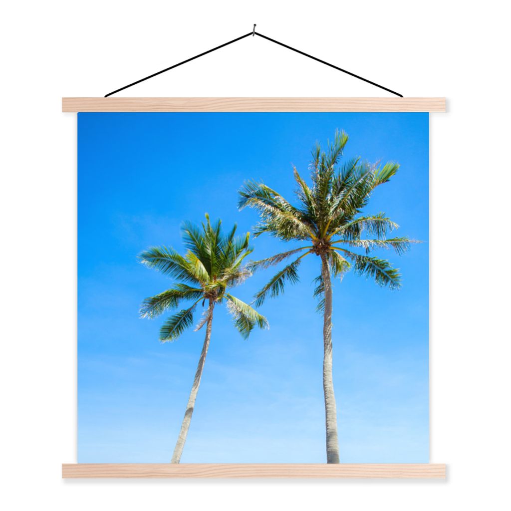 MuchoWow Textilposter Palme - Sommer - Tropisch 40x40 cm mit holzfarbenen Rahmen - Posterleiste