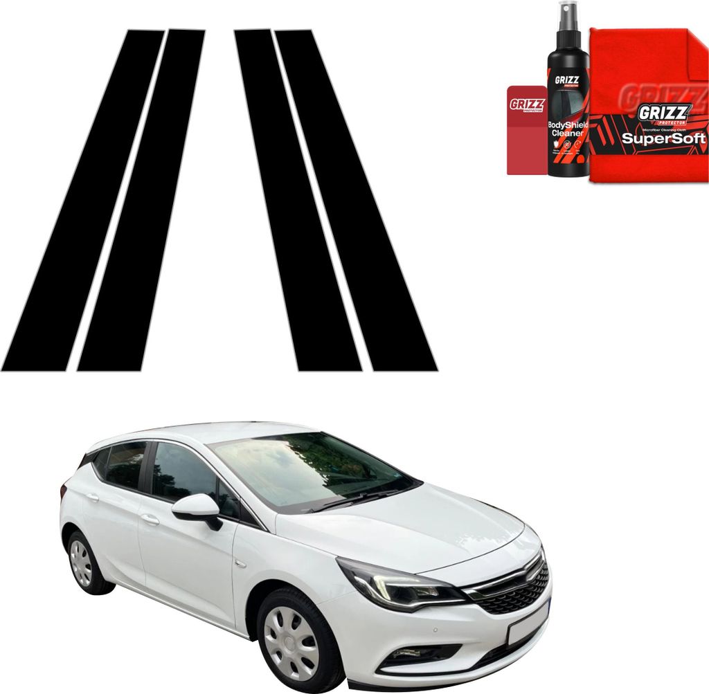 4in1 Schwarze Grizz Protector schutzfolie für B-C-Säule - Opel Astra K Facelift (2019-2022)