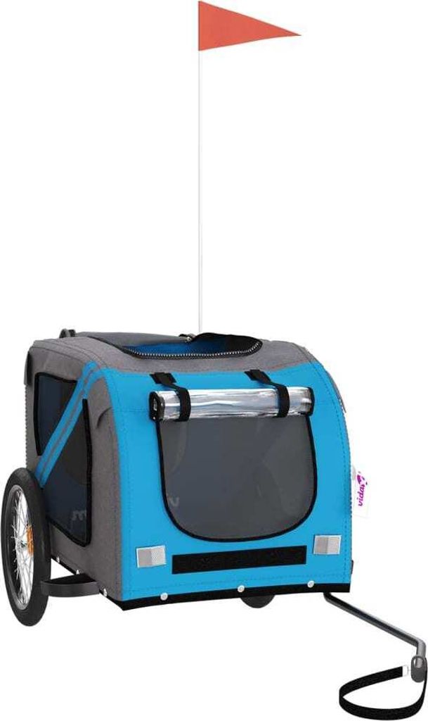 vidaXL Fahrradanhänger Hunde Blau und Grau Oxford-Gewebe und Eisen