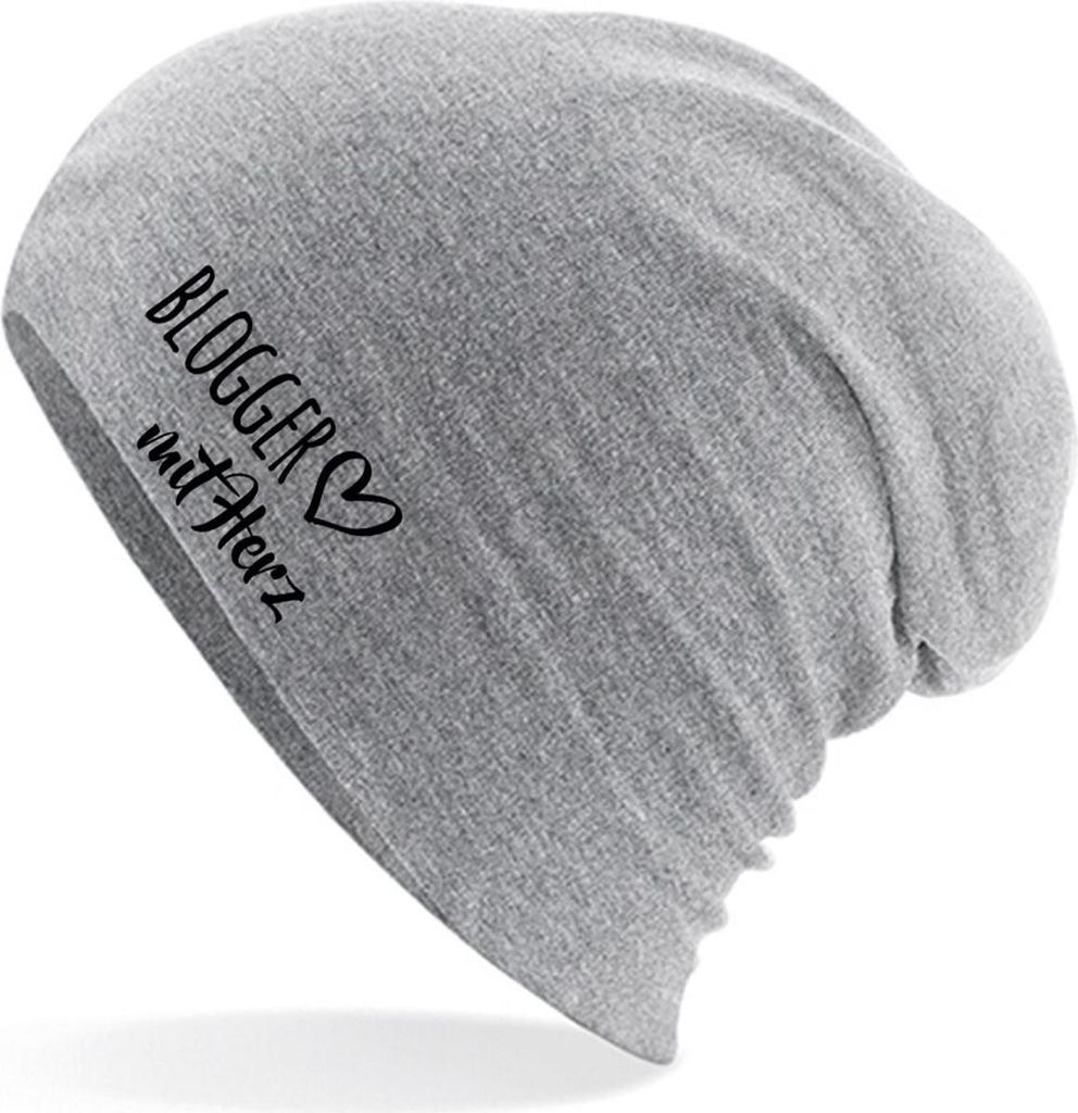 Huuraa Beanie Blogger mit Herz Heather Grey One Size Baumwolle und Elasthan Mütze Geschenkidee