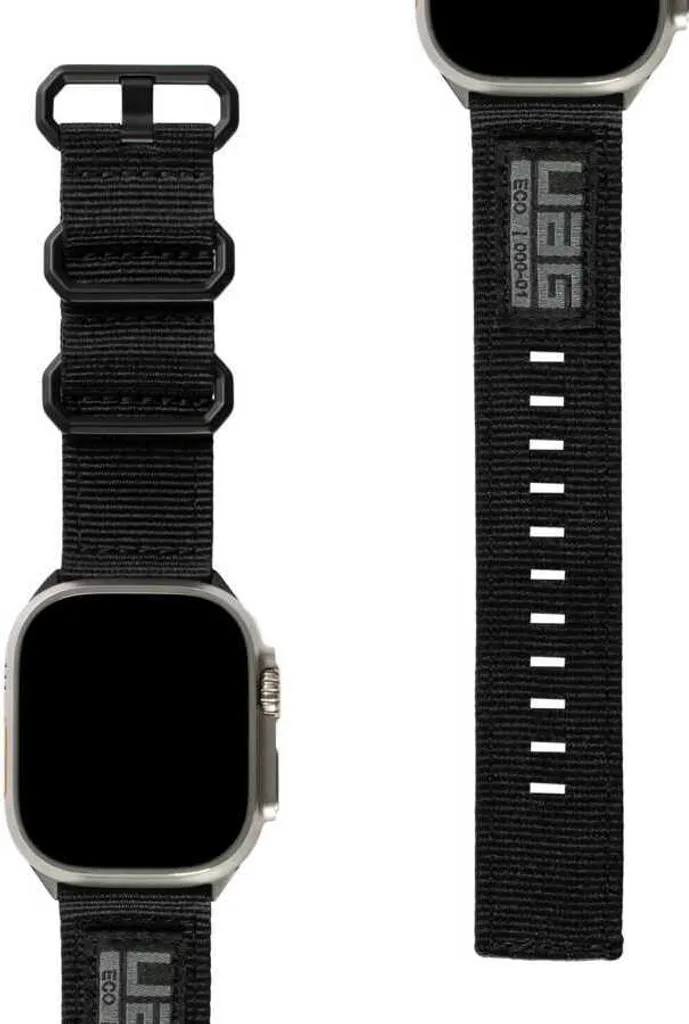Bracelet UAG Apple Watch 44mm Noir - Nylon Éco-Responsable et Solide
