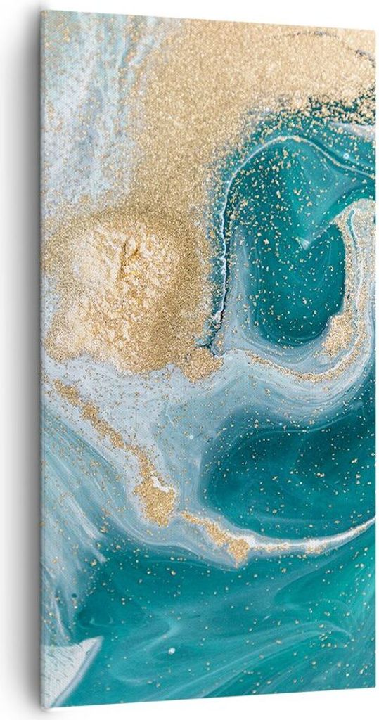 Bild auf Leinwand - Leinwandbild - Einteilig - Golden Türkis Hintergrund - 65x120cm - Wand Bild - Wanddeko - Wandbilder - Leinwanddruck - Bilder -...