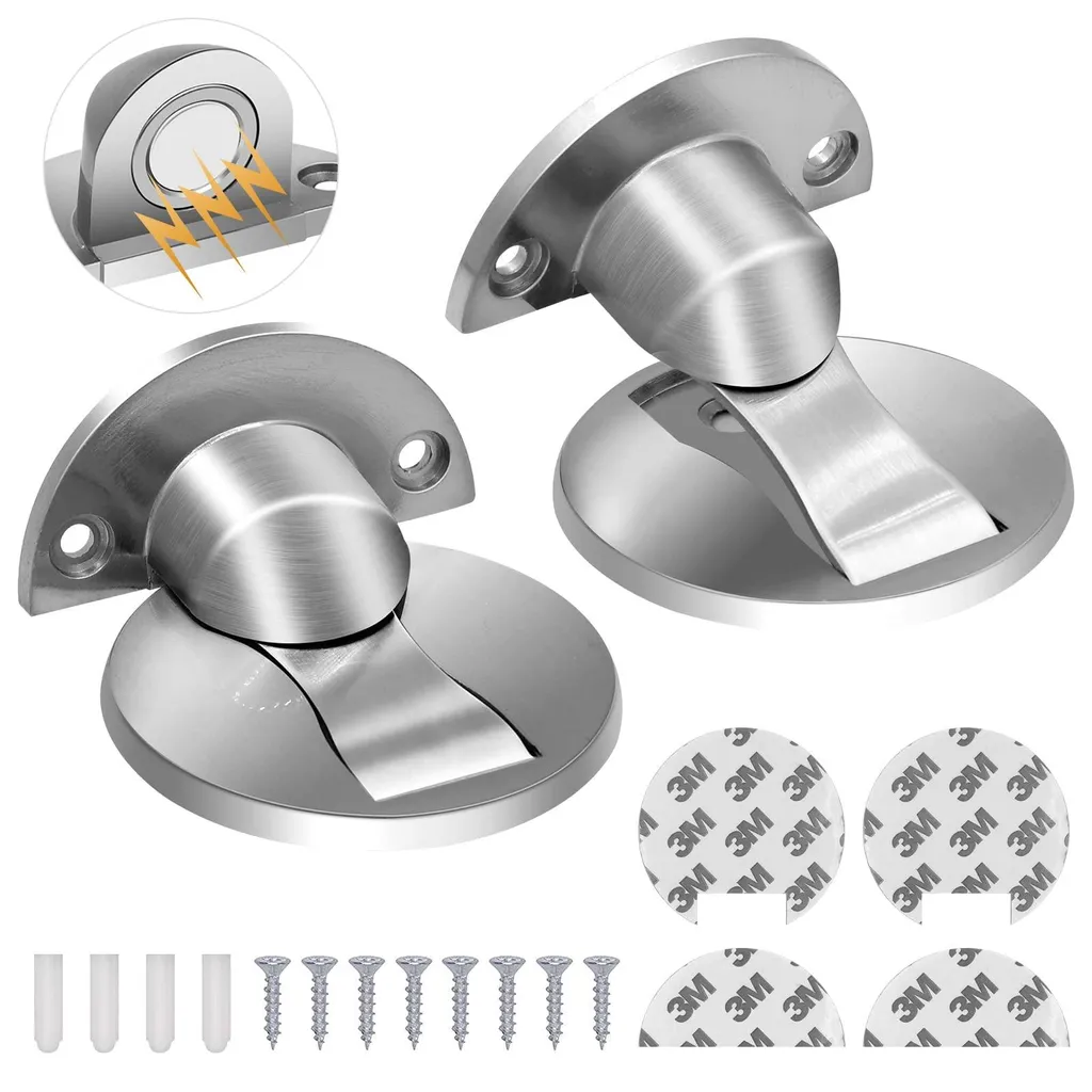 Butée magnétique invisible sans perçage lot de 2 inox nickel brossé