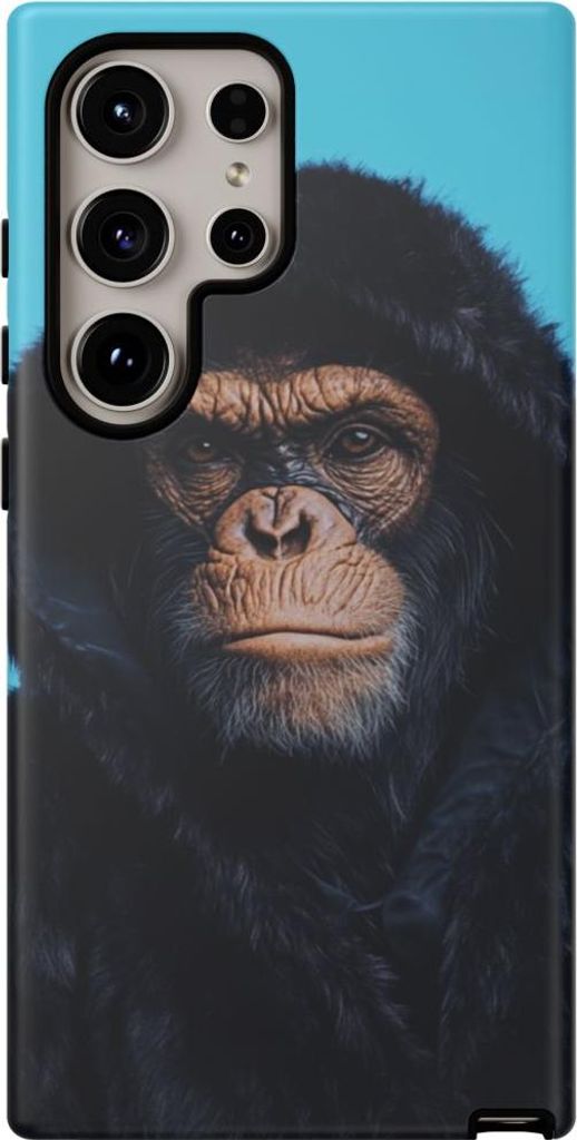 Affenporträt im schwarzen Hoodie – Handyhülle Kompatibel mit Galaxy S24 Ultra