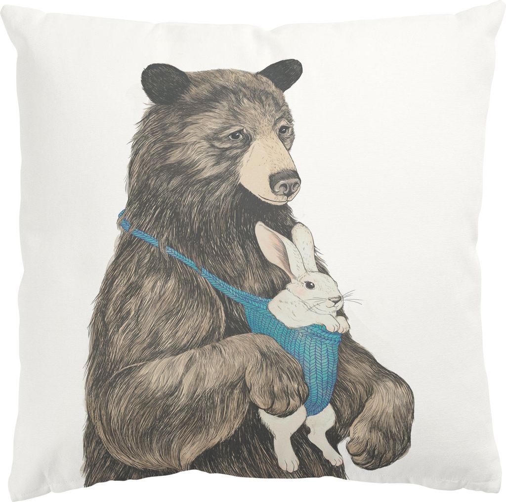 Dekokissen Tiere draußen / Outdoor Zierkissen waschbar Bär braun Sofakissen mit Füllung