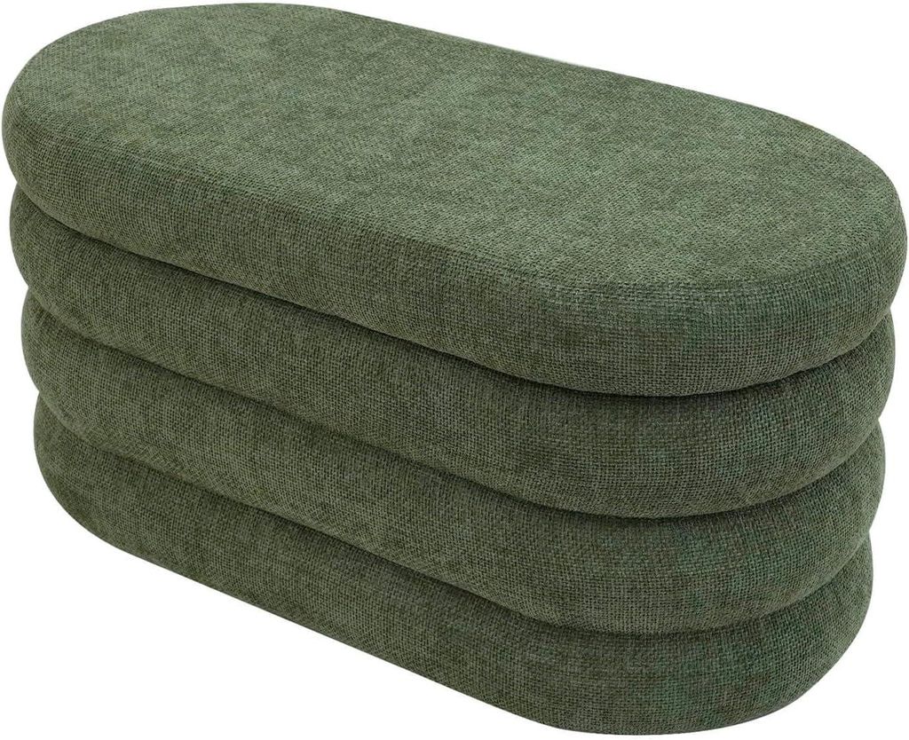 Aufbewahrungsbank Pouf, Langer Ovaler Pouf, Dunkelgrün, Produktbild 