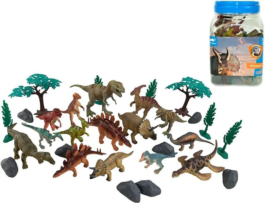 Dinosaures enfants sans désordre, boîte de 30 figurines à ranger