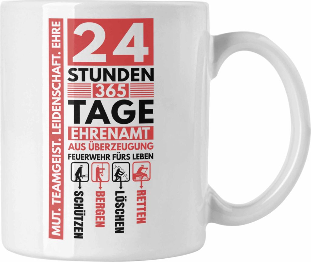 Trendation - Freiwillige Feuerwehr Tasse geschenk Feuerwehrmann (Weiß)