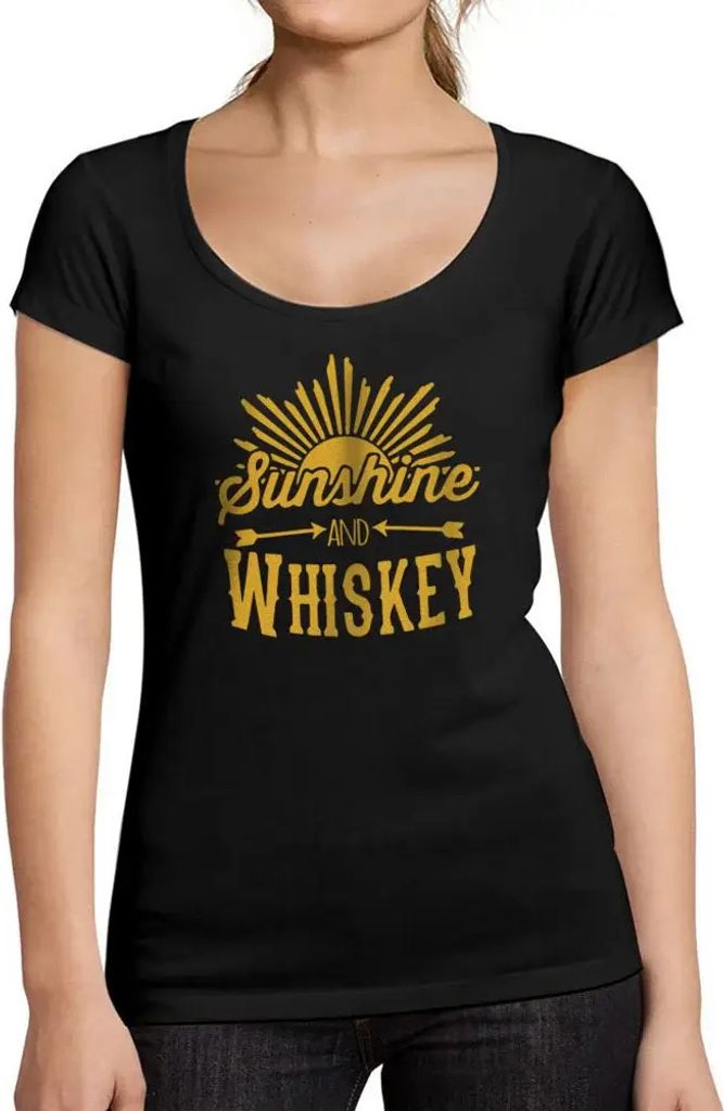 Damen Grafik T-Shirt Sonnenlicht und Whiskey – Sunshine And Whiskey – Öko-Verantwortlich Vintage Jahrgang Kurzarm Lustige Druck Geburtstag Ges...